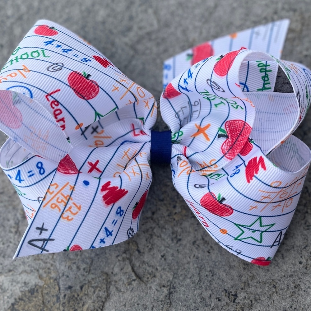 Girls 6” Hair Bow With School Print